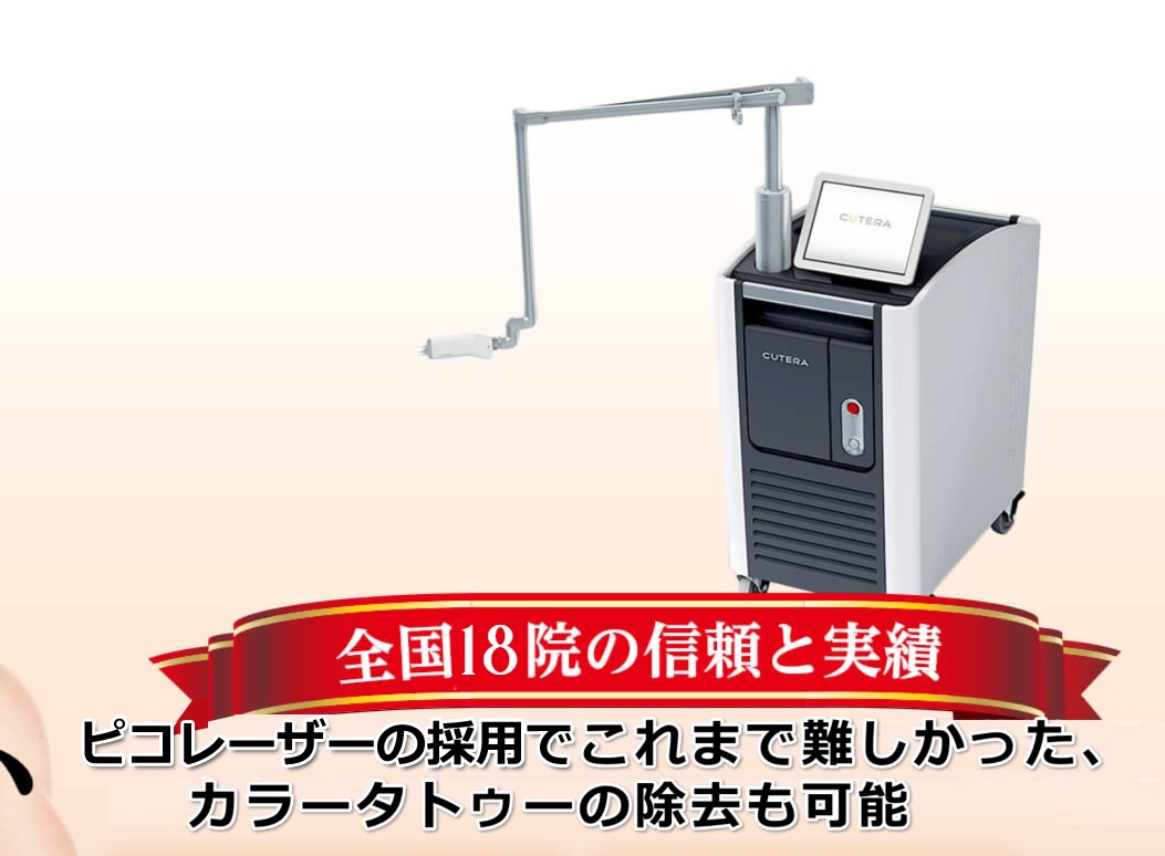 信頼と実績 最新医療機器の採用で、これまで難しかったカラータトゥーの除去も可能！